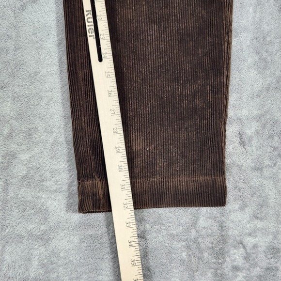 Polo Ralph Lauren Corduroy Pants Mens 35x32 Brown Flat Front Wide Wale Chino - Picture 16 of 16